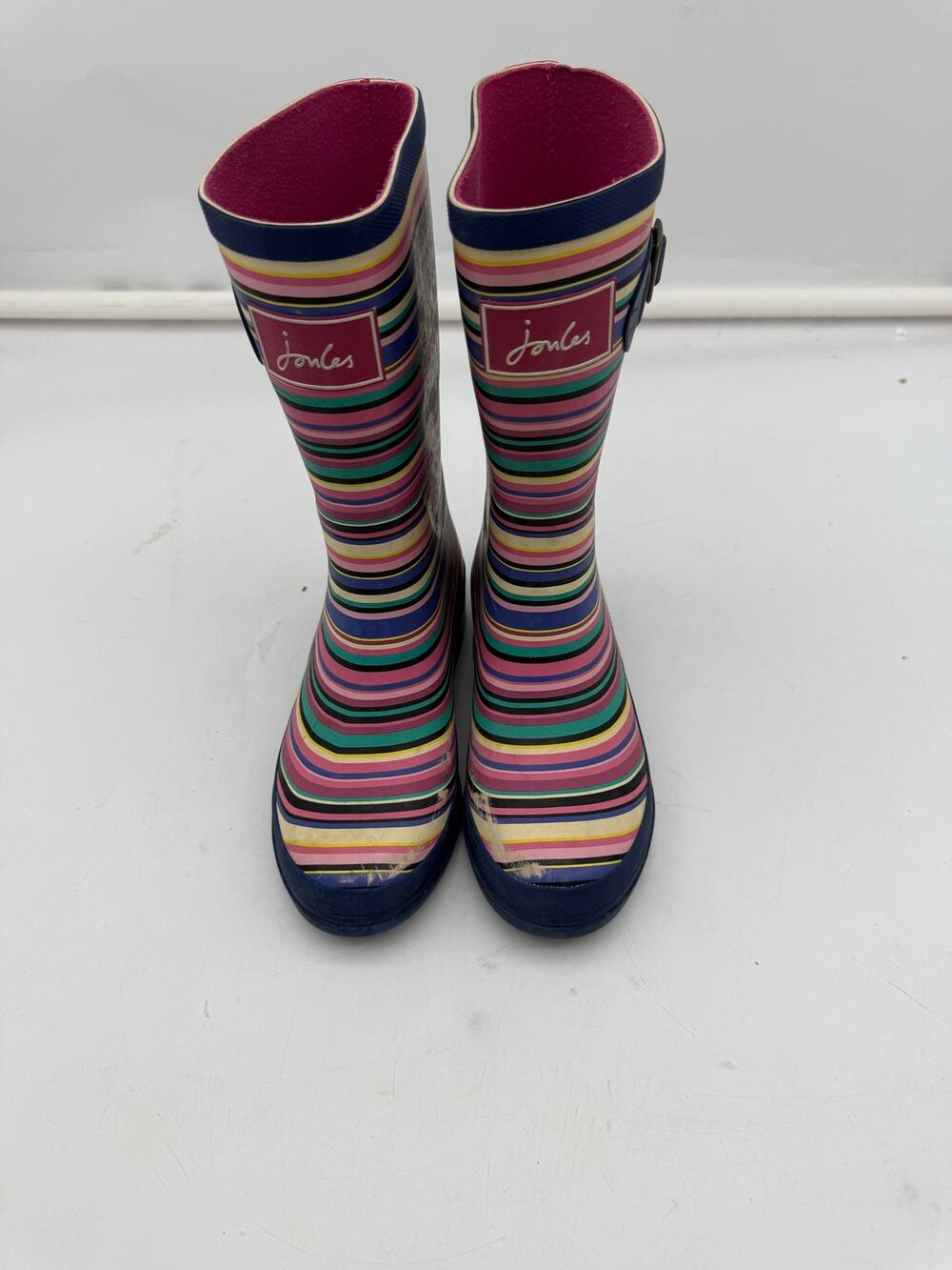 Joules Girls Rainbow Stripe Rain Boots Rubber Wellington Boots Size (Add Size)